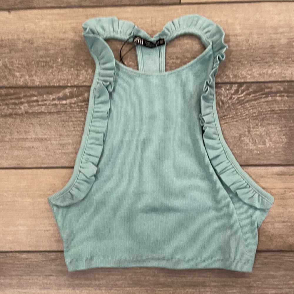 Zara scrunched sleeve crop top tank